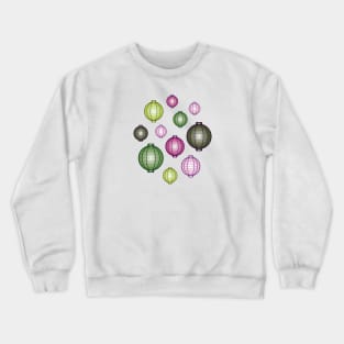 Lanterns | Mid Autumn Festival | Pink Green | White Crewneck Sweatshirt